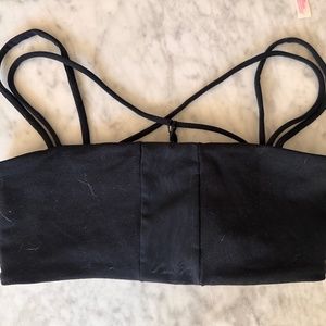 David Lerner Black Multi-Strap Bandeau Bra, Size Medium (M)